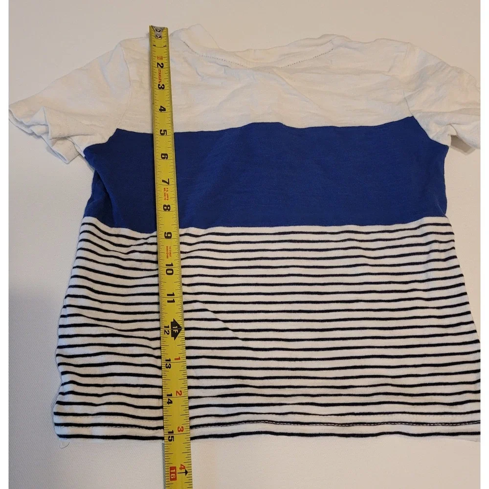 Carters Henley Shirt Toddler 5T Blue White Striped Sam Houston Short Sleeve